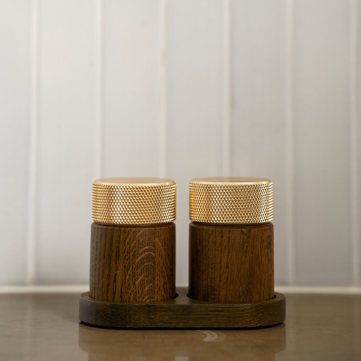 Sina salt and pepper mill dark oak/ brass