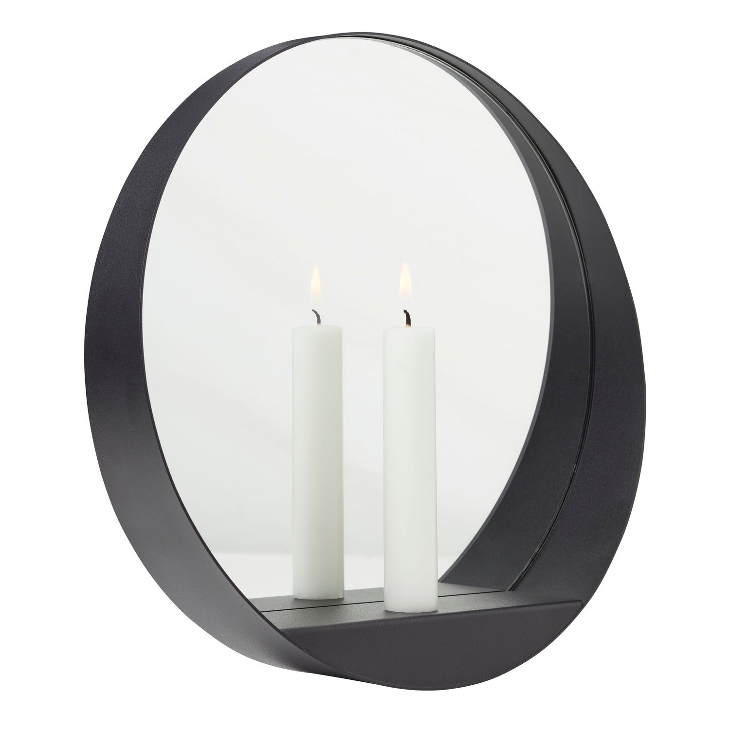 Glim candle mirror round