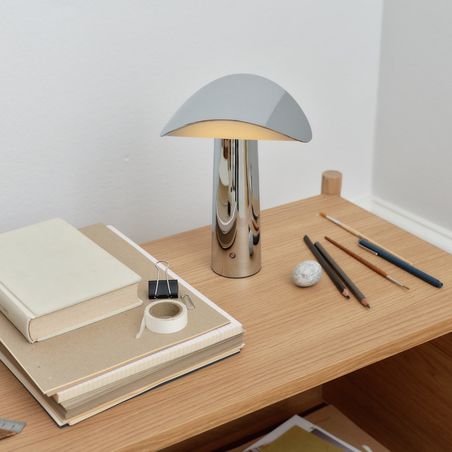Lium portable table lamp chrome