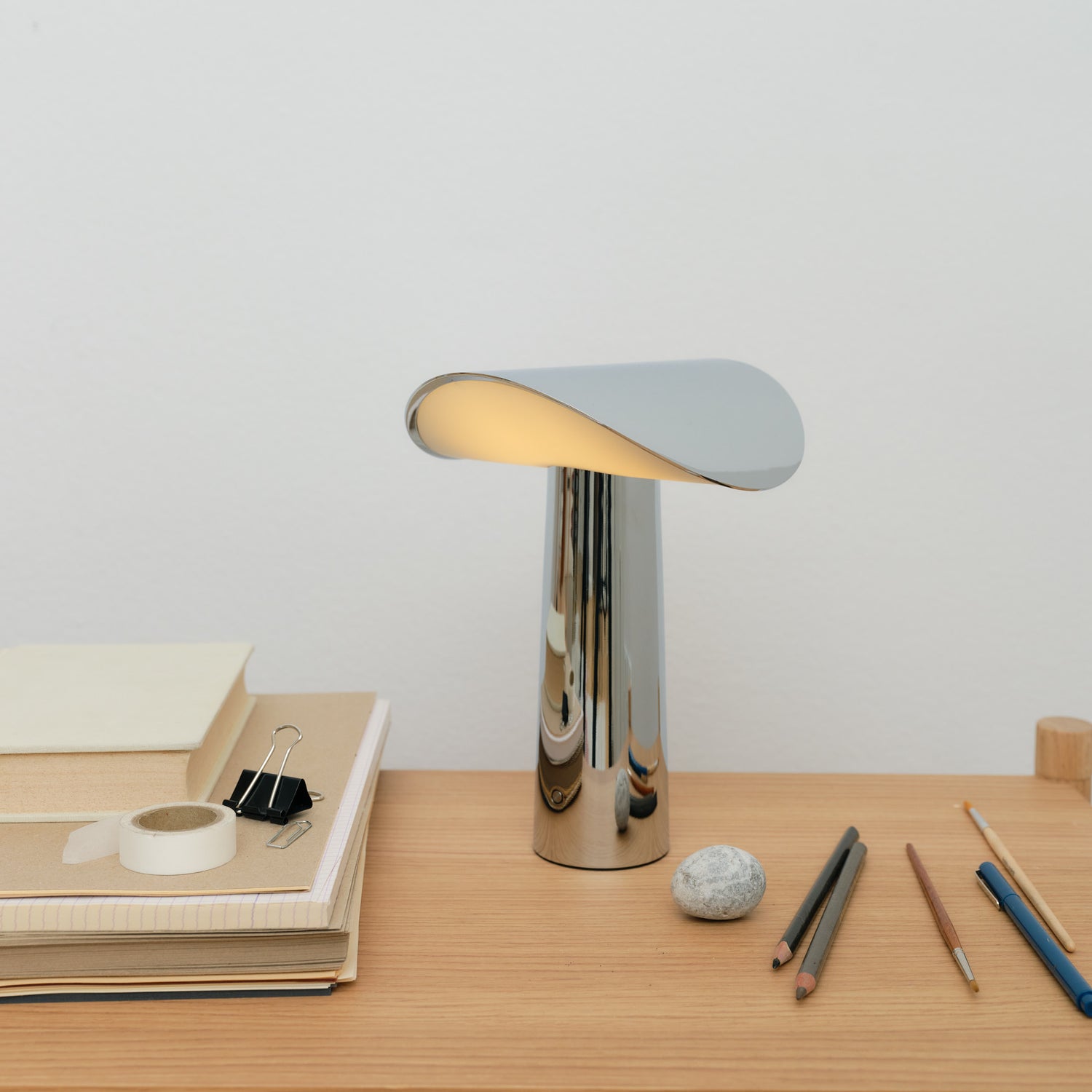 Lium portable table lamp chrome