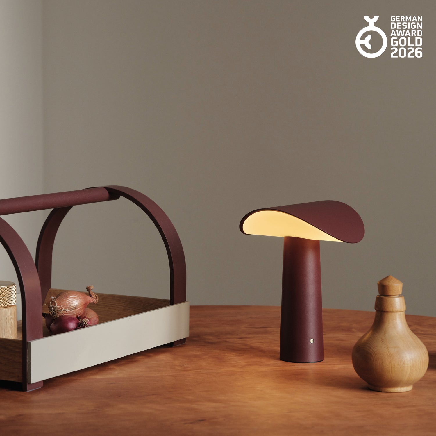 Lium portable table lamp burgundy
