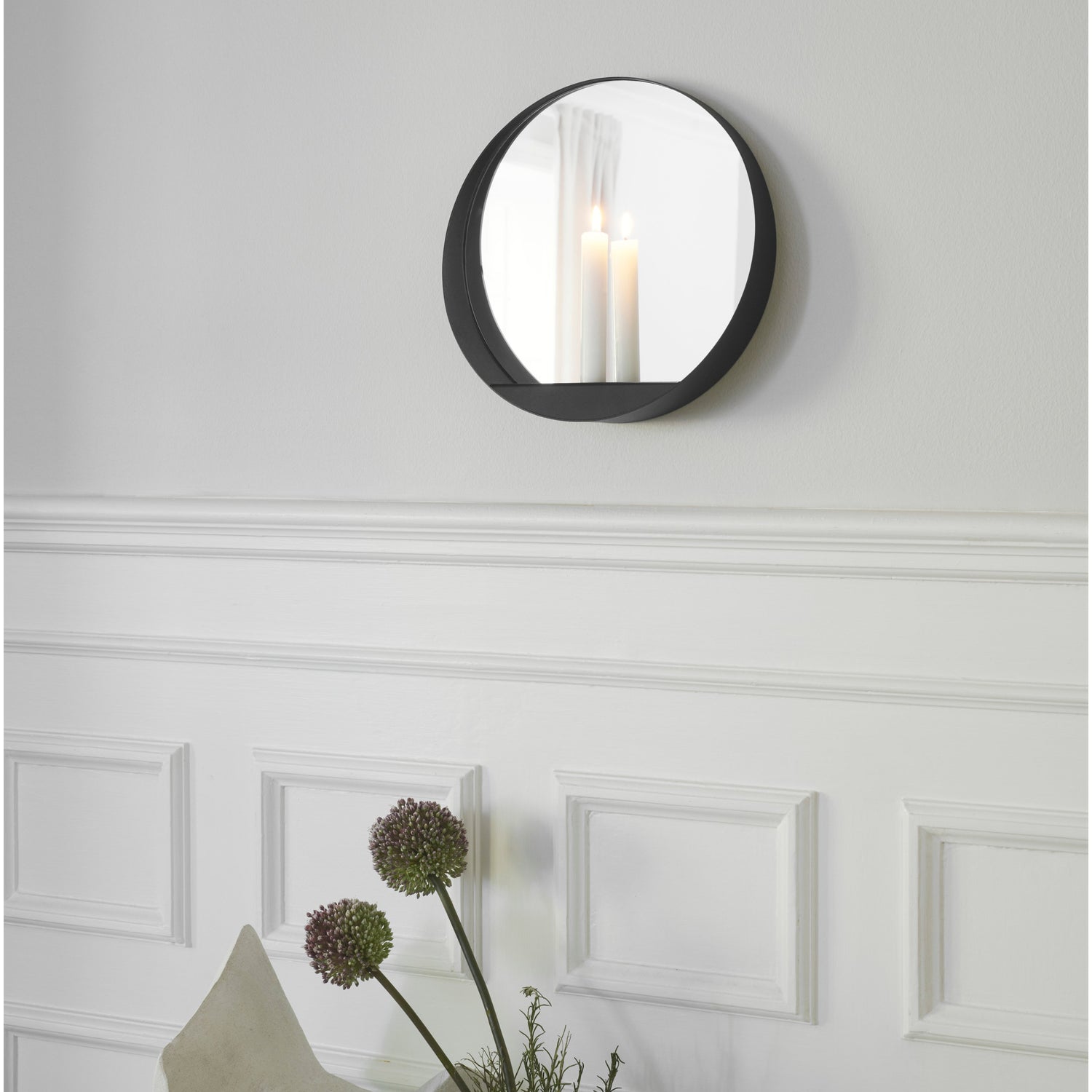 Glim candle mirror round