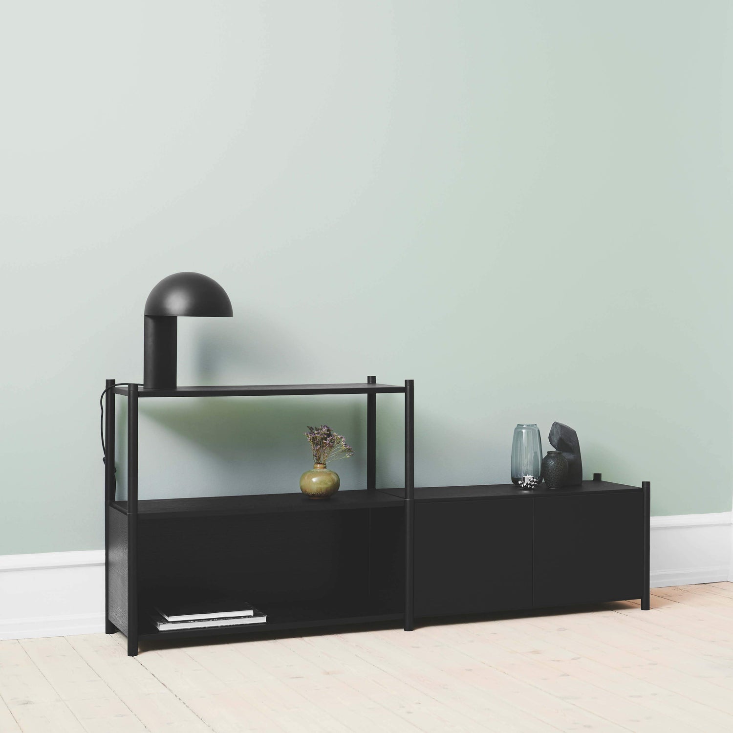 Sceene bookcase D black oak