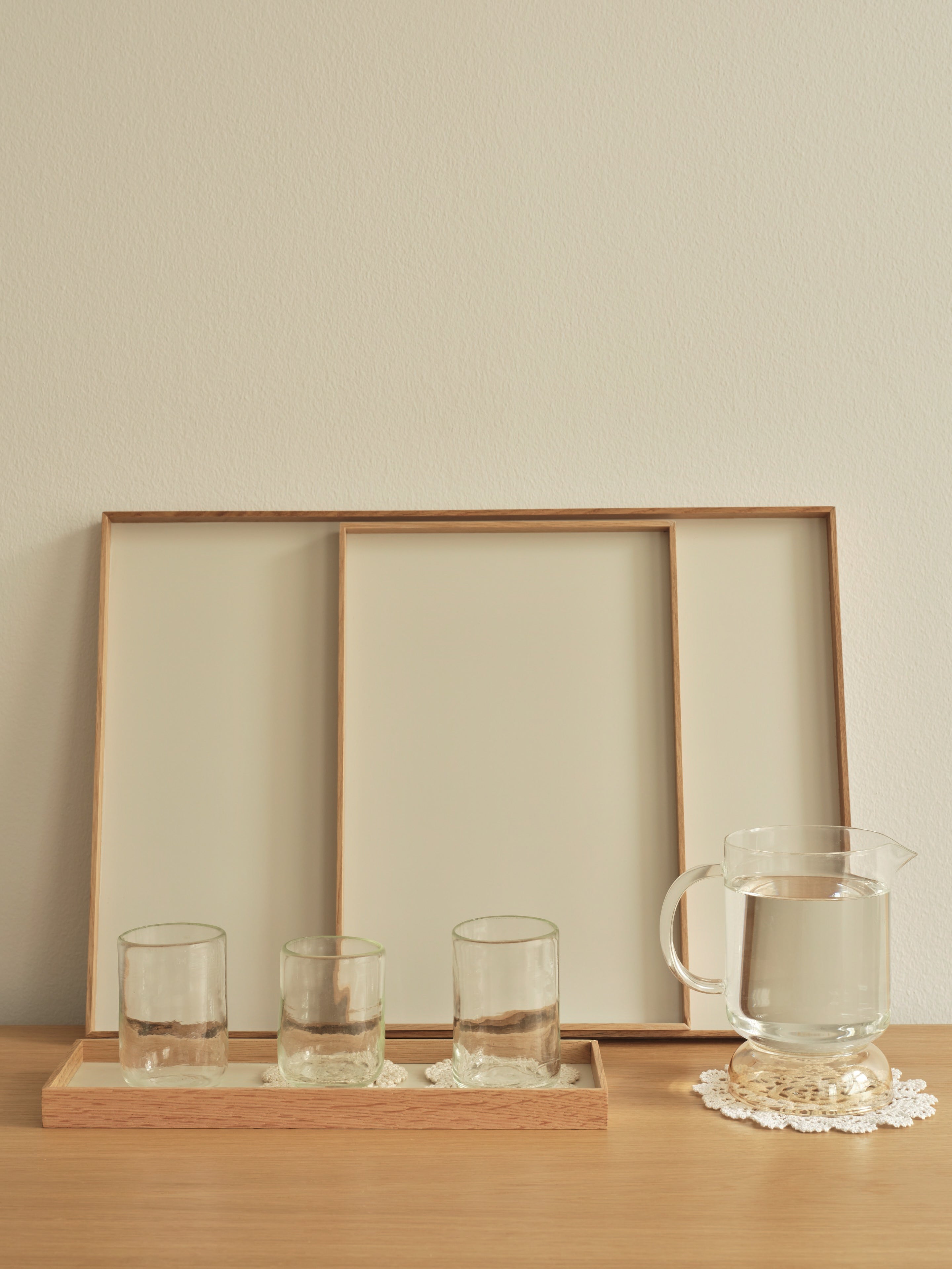 Frame tray large oak/ beige