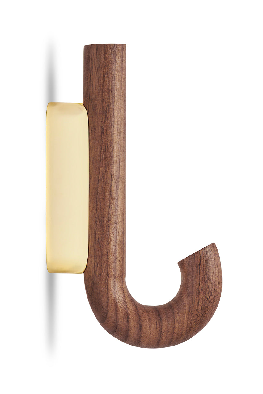 Hook mini walnut/ brass