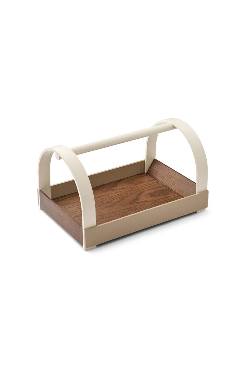 Kydo tray dark oak beige white