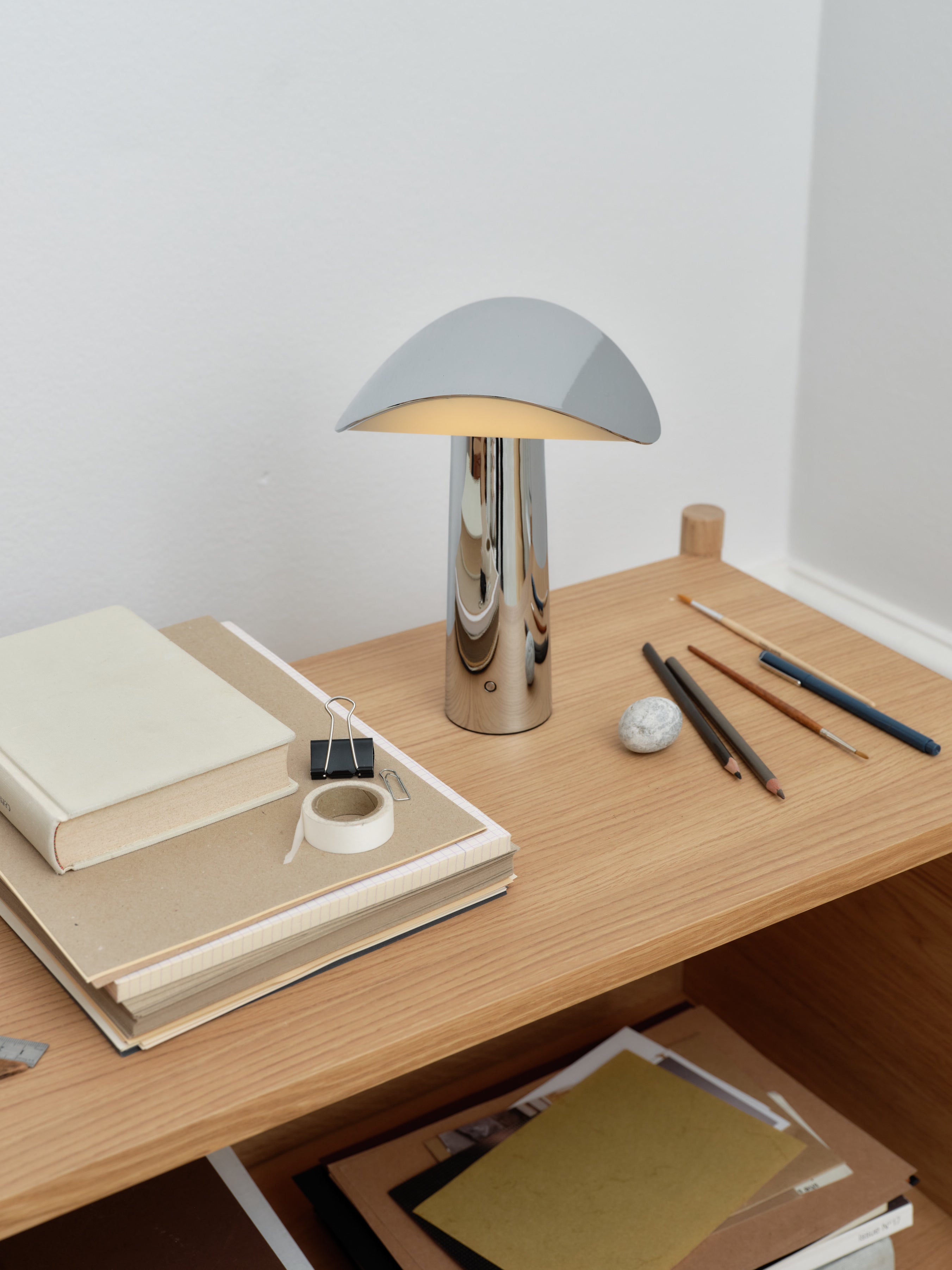 Lium portable table lamp chrome