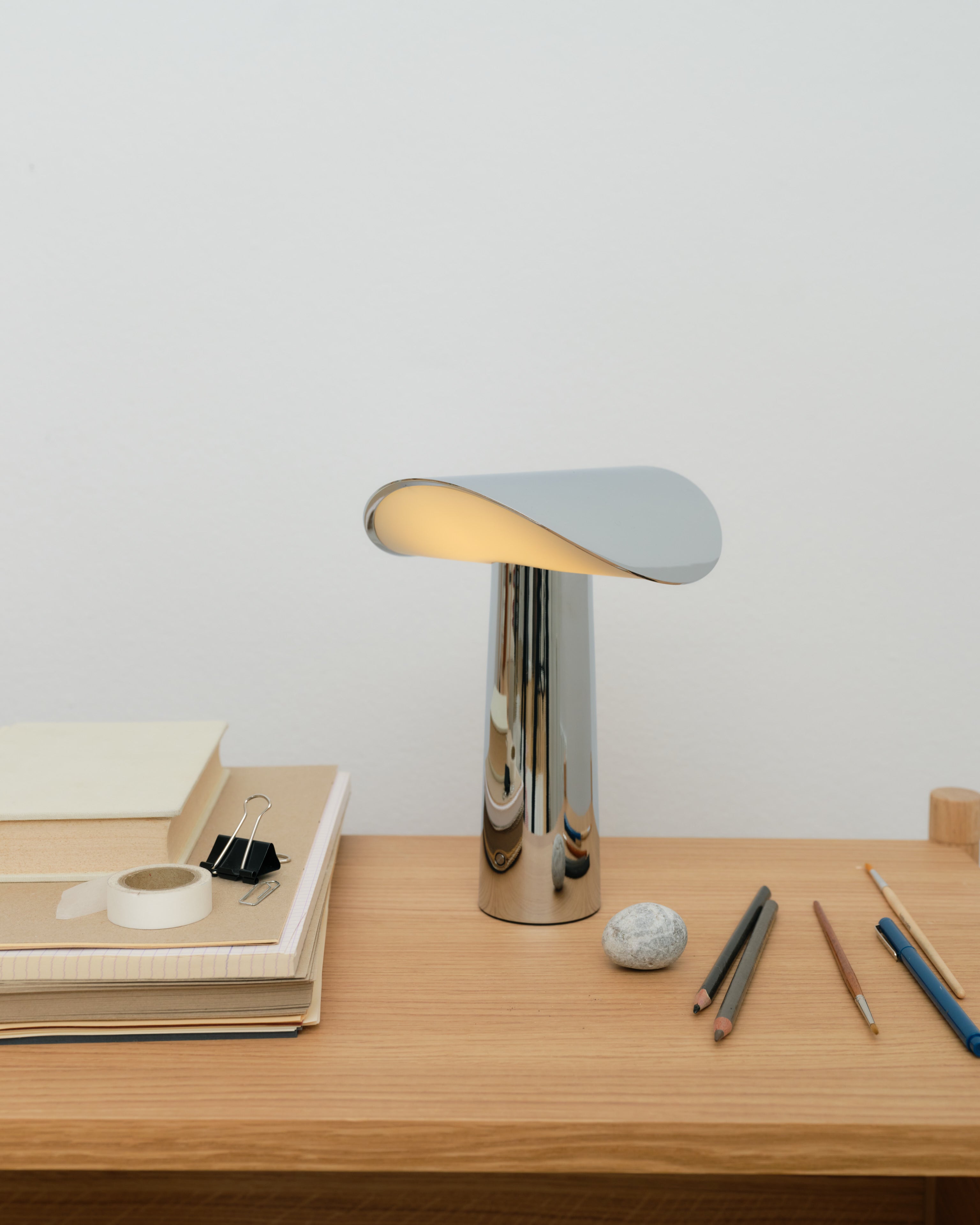 Lium portable table lamp chrome