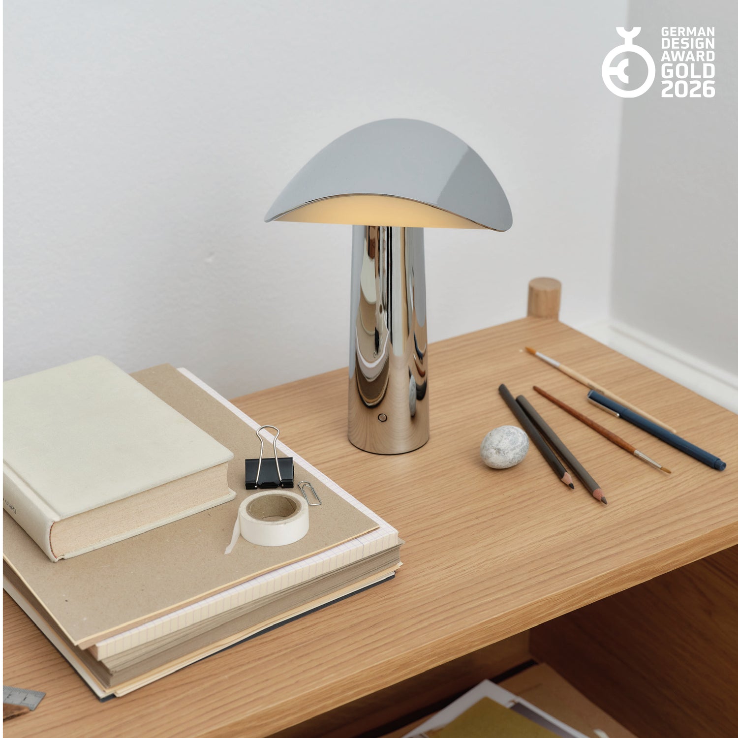 Lium portable table lamp chrome