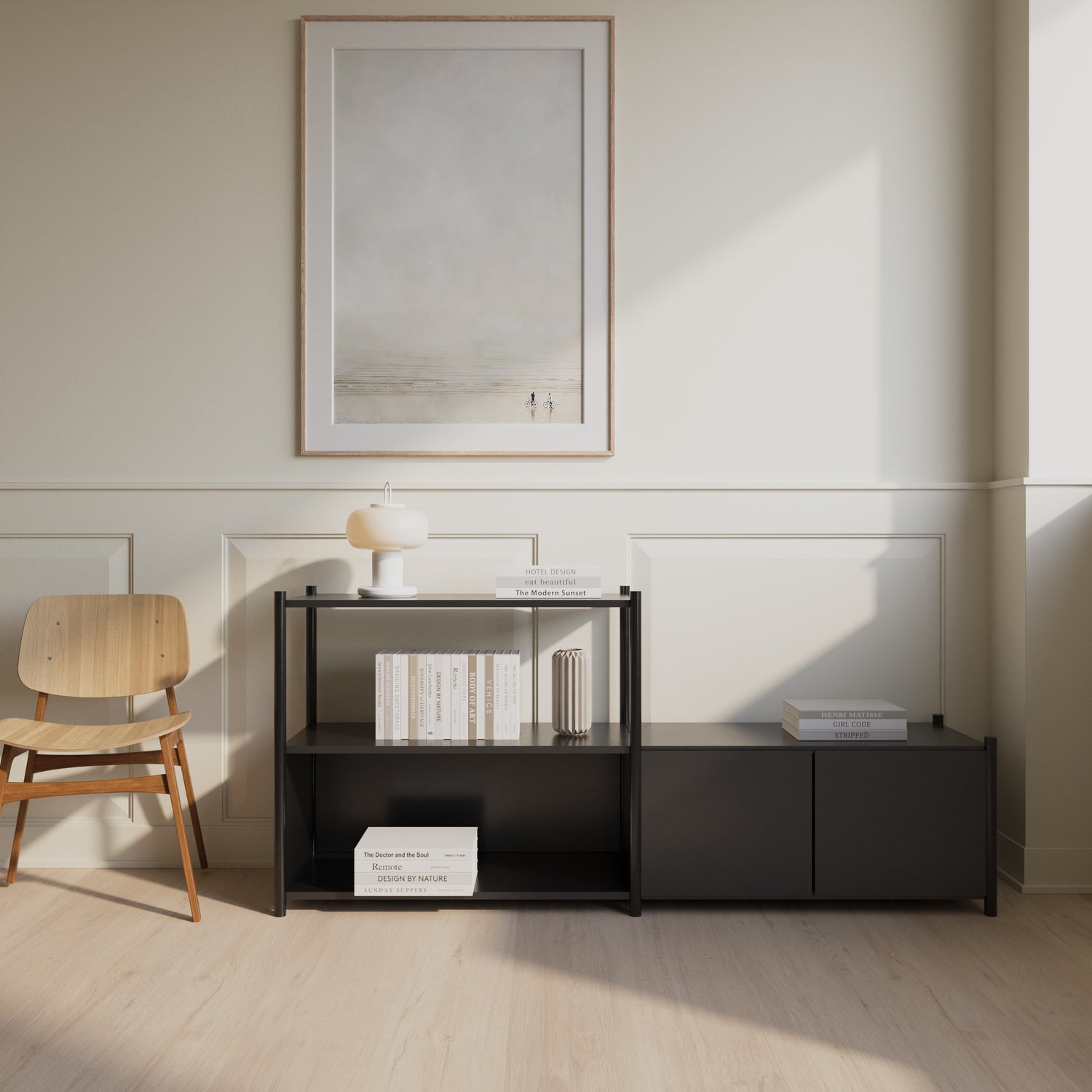 Sceene bookcase D black oak