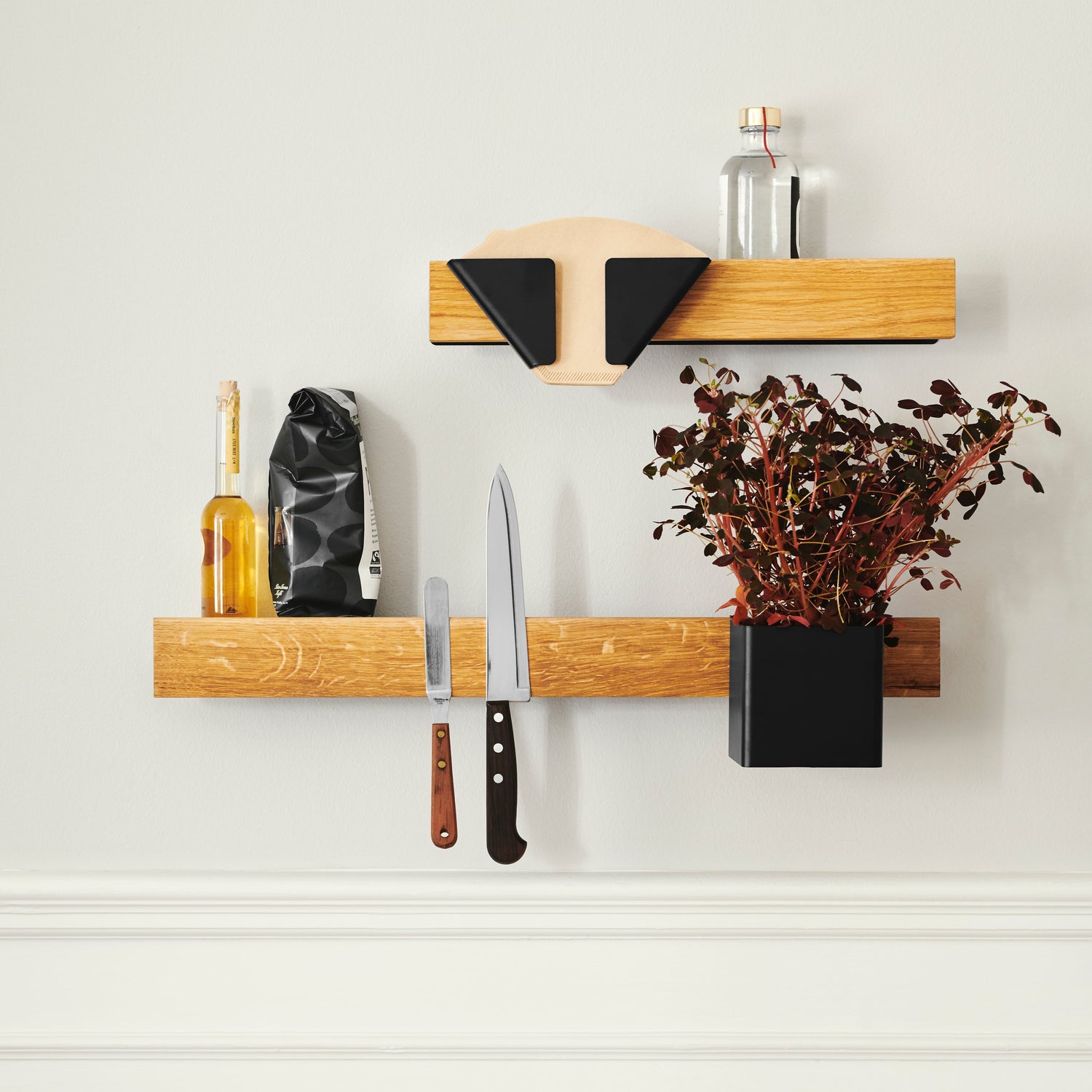 Flex magnetic shelf 40 oak/ black