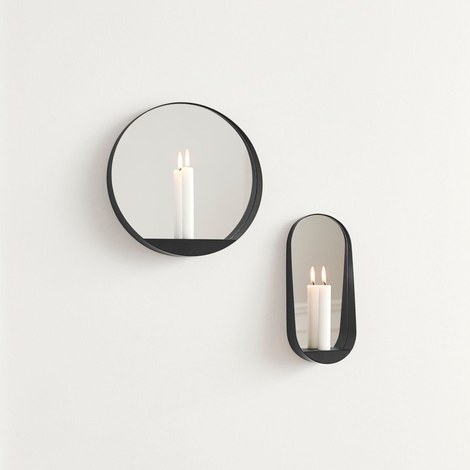 Glim candle mirror round