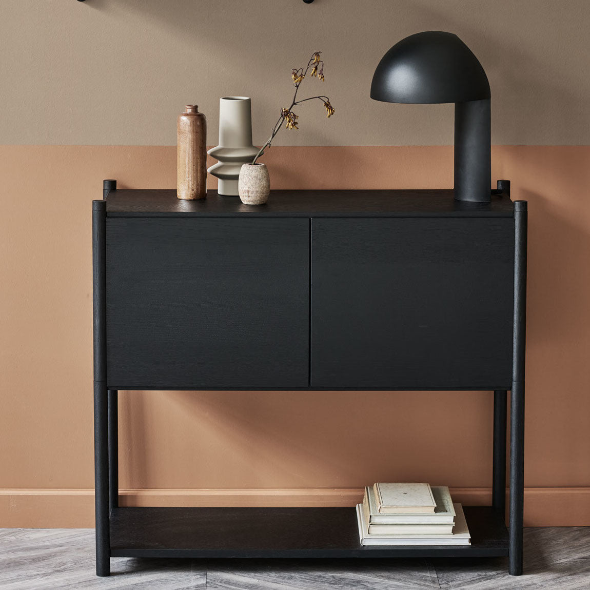 Sceene bookcase C black oak